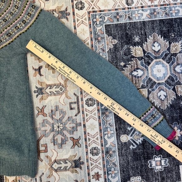 Anthropologie Tabitha Webb Women's Blue Fair Isle Lambswool Blend Sweater Size M - Picture 11 of 11